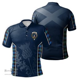 ScotsTee Shop Scottish Guthrie Ancient Clan Crest Scottish Thistle Sport Style Tartan Polo Shirt