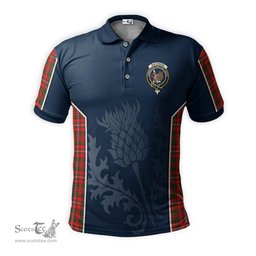 ScotsTee Shop Scottish MacKinnon Modern Clan Crest Scottish Thistle Sport Style Tartan Polo Shirt