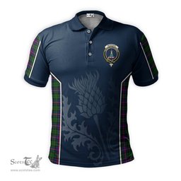 ScotsTee Shop Scottish Morrison Modern Clan Crest Scottish Thistle Sport Style Tartan Polo Shirt