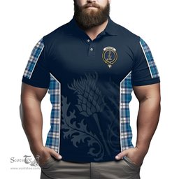 ScotsTee Shop Scottish Roberton Clan Crest Scottish Thistle Sport Style Tartan Polo Shirt