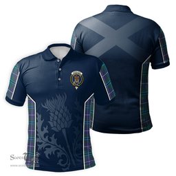 ScotsTee Shop Scottish Sandilands Clan Crest Scottish Thistle Sport Style Tartan Polo Shirt