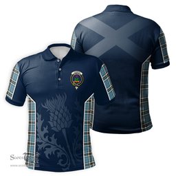 ScotsTee Shop Scottish Thomson Clan Crest Scottish Thistle Sport Style Tartan Polo Shirt