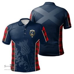 ScotsTee Shop Scottish Wallace Weathered Clan Crest Scottish Thistle Sport Style Tartan Polo Shirt