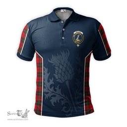 ScotsTee Shop Scottish Wallace Weathered Clan Crest Scottish Thistle Sport Style Tartan Polo Shirt