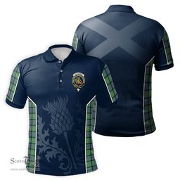 ScotsTee Shop Scottish MacThomas Ancient Clan Crest Scottish Thistle Sport Style Tartan Polo Shirt