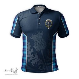 ScotsTee Shop Scottish McKerrell Clan Crest Scottish Thistle Sport Style Tartan Polo Shirt