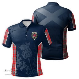 ScotsTee Shop Scottish Moubray Clan Crest Scottish Thistle Sport Style Tartan Polo Shirt