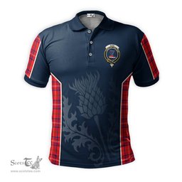 ScotsTee Shop Scottish Rose Modern Clan Crest Scottish Thistle Sport Style Tartan Polo Shirt
