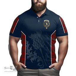 ScotsTee Shop Scottish Stewart of Galloway Clan Crest Scottish Thistle Sport Style Tartan Polo Shirt