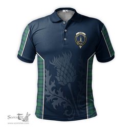 ScotsTee Shop Scottish Shaw Ancient Clan Crest Scottish Thistle Sport Style Tartan Polo Shirt
