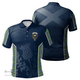 ScotsTee Shop Scottish Whitelaw Clan Crest Scottish Thistle Sport Style Tartan Polo Shirt