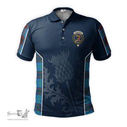 ScotsTee Shop Scottish Wedderburn Clan Crest Scottish Thistle Sport Style Tartan Polo Shirt