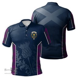 ScotsTee Shop Scottish Wardlaw Clan Crest Scottish Thistle Sport Style Tartan Polo Shirt