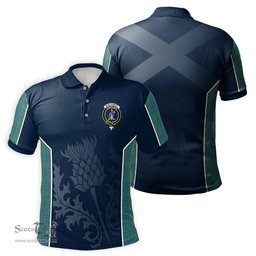 ScotsTee Shop Scottish Montgomery Ancient Clan Crest Scottish Thistle Sport Style Tartan Polo Shirt