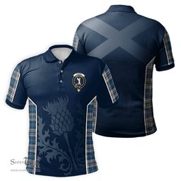 ScotsTee Shop Scottish Napier Modern Clan Crest Scottish Thistle Sport Style Tartan Polo Shirt