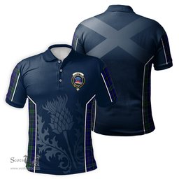 ScotsTee Shop Scottish Weir Clan Crest Scottish Thistle Sport Style Tartan Polo Shirt