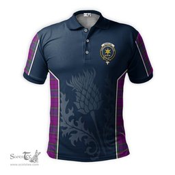 ScotsTee Shop Scottish Wardlaw Modern Clan Crest Scottish Thistle Sport Style Tartan Polo Shirt
