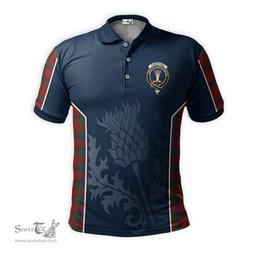 ScotsTee Shop Scottish Robertson Clan Crest Scottish Thistle Sport Style Tartan Polo Shirt