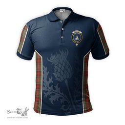 ScotsTee Shop Scottish Muirhead Old Clan Crest Scottish Thistle Sport Style Tartan Polo Shirt
