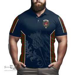 ScotsTee Shop Scottish Moncrieff Clan Crest Scottish Thistle Sport Style Tartan Polo Shirt