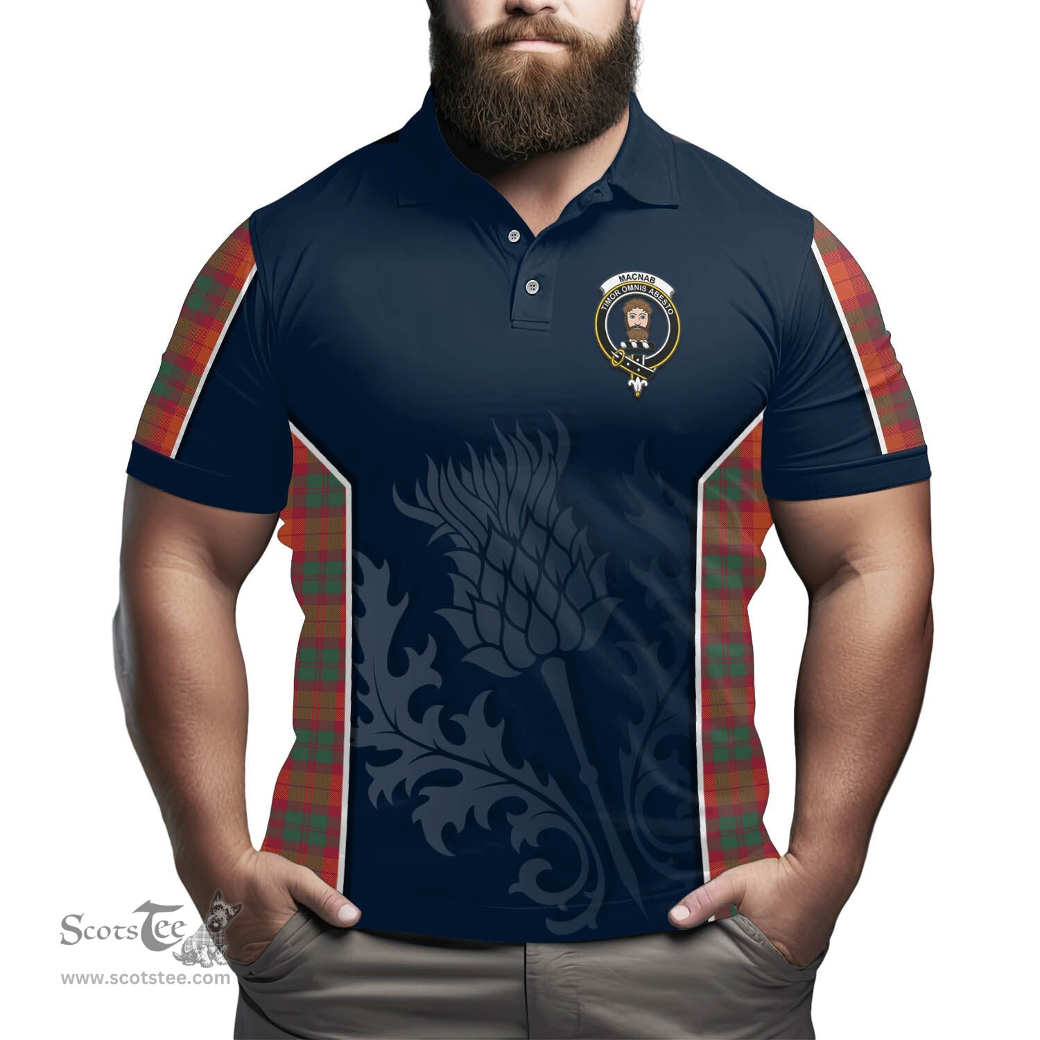 ScotsTee Shop Scottish MacNab Ancient Clan Crest Scottish Thistle Sport Style Tartan Polo Shirt