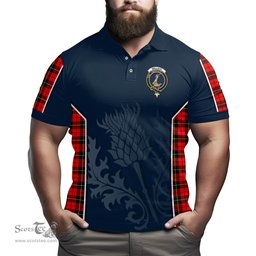 ScotsTee Shop Scottish Wallace Hunting Red Clan Crest Scottish Thistle Sport Style Tartan Polo Shirt
