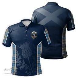 ScotsTee Shop Scottish Napier Ancient Clan Crest Scottish Thistle Sport Style Tartan Polo Shirt