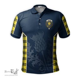 ScotsTee Shop Scottish MacLeod of Lewis Modern Clan Crest Scottish Thistle Sport Style Tartan Polo Shirt
