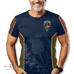 ScotsTee Shop Scottish Burnett Ancient Clan Crest Scottish Thistle Sport Style Tartan T Shirt