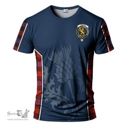 ScotsTee Shop Scottish Brown Clan Crest Scottish Thistle Sport Style Tartan T Shirt