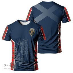 ScotsTee Shop Scottish Binning Clan Crest Scottish Thistle Sport Style Tartan T Shirt