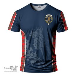 ScotsTee Shop Scottish Binning Clan Crest Scottish Thistle Sport Style Tartan T Shirt