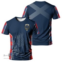 ScotsTee Shop Scottish Blane Clan Crest Scottish Thistle Sport Style Tartan T Shirt