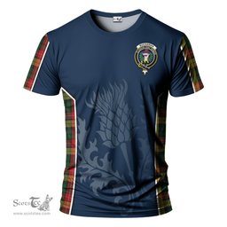 ScotsTee Shop Scottish Buchanan Clan Crest Scottish Thistle Sport Style Tartan T Shirt