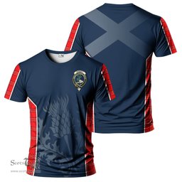 ScotsTee Shop Scottish Burnett Modern Clan Crest Scottish Thistle Sport Style Tartan T Shirt