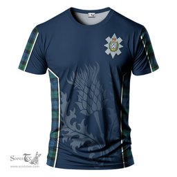 ScotsTee Shop Scottish Black Watch Ancient Clan Crest Scottish Thistle Sport Style Tartan T Shirt