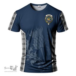 ScotsTee Shop Scottish Douglas Grey Modern Clan Crest Scottish Thistle Sport Style Tartan T Shirt