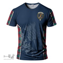 ScotsTee Shop Scottish Fotheringham Modern Clan Crest Scottish Thistle Sport Style Tartan T Shirt