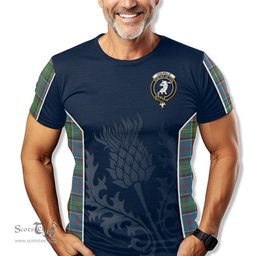 ScotsTee Shop Scottish Colville Clan Crest Scottish Thistle Sport Style Tartan T Shirt