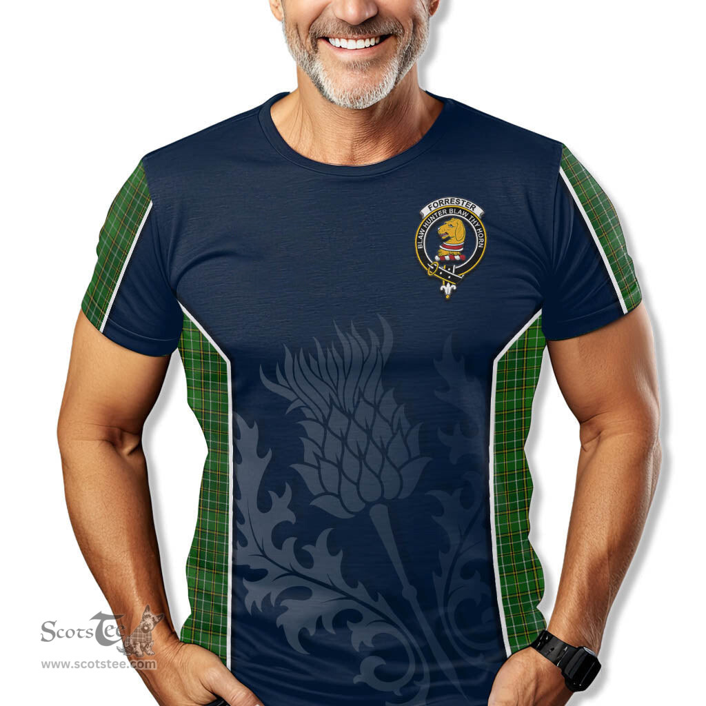 ScotsTee Shop Scottish Forrester Hunting Clan Crest Scottish Thistle Sport Style Tartan T Shirt