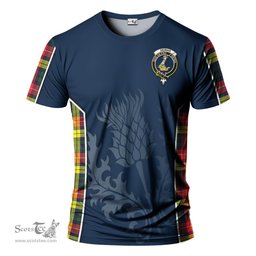 ScotsTee Shop Scottish Dewar Clan Crest Scottish Thistle Sport Style Tartan T Shirt