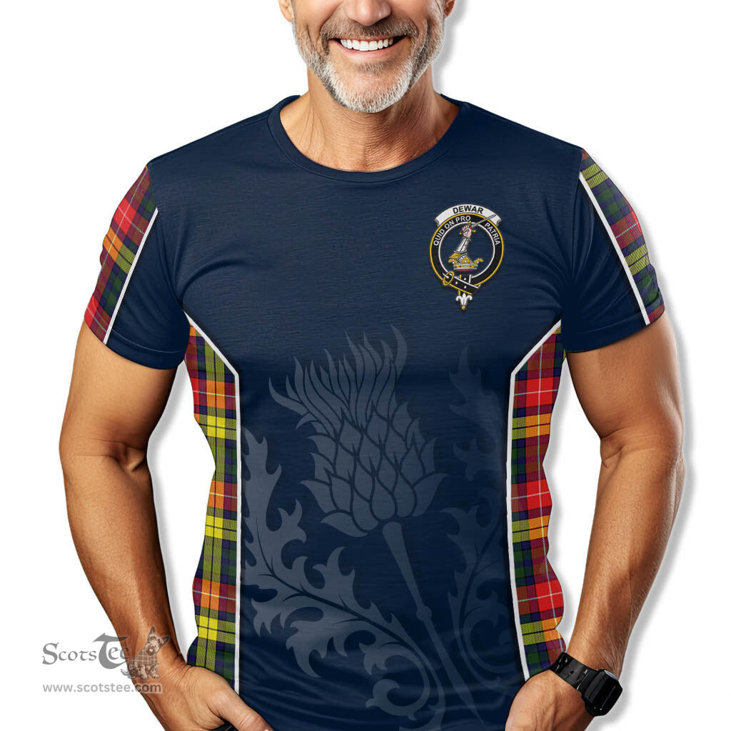 ScotsTee Shop Scottish Dewar Clan Crest Scottish Thistle Sport Style Tartan T Shirt