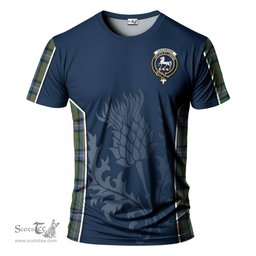 ScotsTee Shop Scottish Cochrane Ancient Clan Crest Scottish Thistle Sport Style Tartan T Shirt
