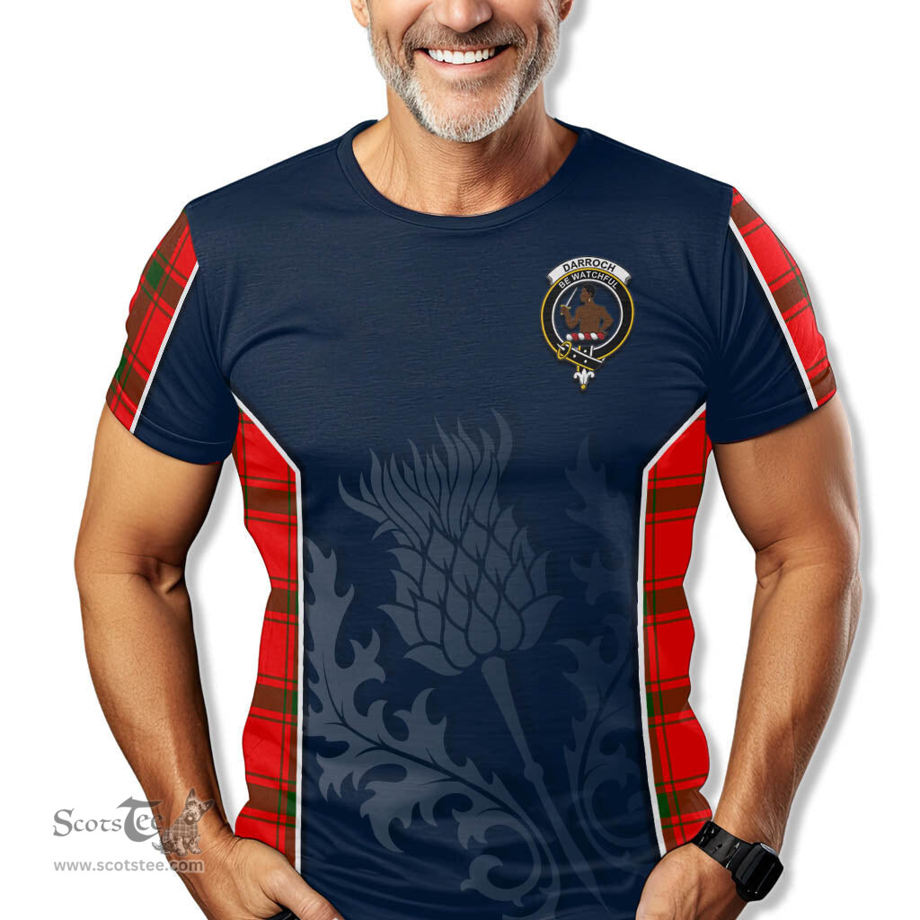 ScotsTee Shop Scottish Darroch Clan Crest Scottish Thistle Sport Style Tartan T Shirt