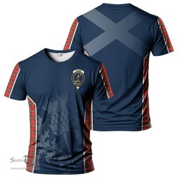 ScotsTee Shop Scottish Fraser Weathered Clan Crest Scottish Thistle Sport Style Tartan T Shirt