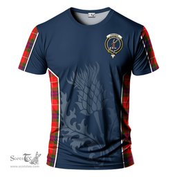 ScotsTee Shop Scottish Fraser Modern Clan Crest Scottish Thistle Sport Style Tartan T Shirt
