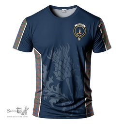 ScotsTee Shop Scottish MacIntyre Ancient Clan Crest Scottish Thistle Sport Style Tartan T Shirt