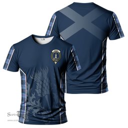 ScotsTee Shop Scottish MacKay Blue Clan Crest Scottish Thistle Sport Style Tartan T Shirt