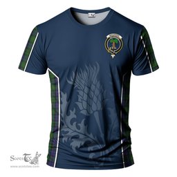 ScotsTee Shop Scottish MacEwen Clan Crest Scottish Thistle Sport Style Tartan T Shirt