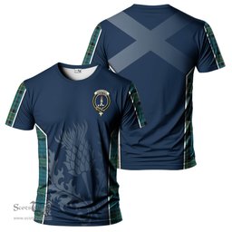 ScotsTee Shop Scottish Kirkpatrick Clan Crest Scottish Thistle Sport Style Tartan T Shirt